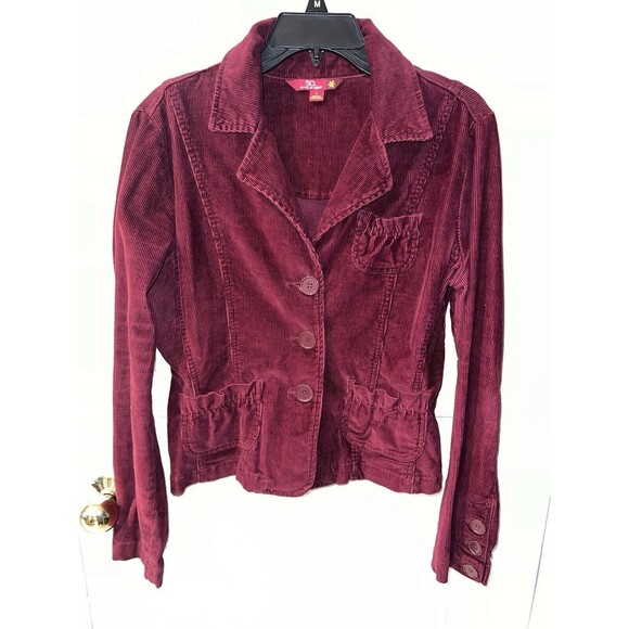SO REAL SO RIGHT Jacket Womens Sz Large Red Corduroy Button Y2K Academia Vintage - Picture 7 of 7